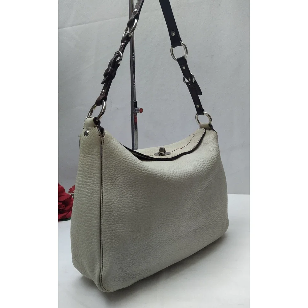 Coach Chelsea Ivory Pebbled Leather Turnlock Hobo Shoulder Bag